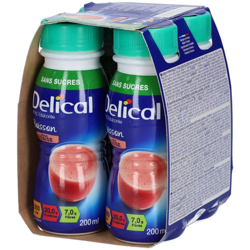 Delical boisson hp hc sans sucres saveur fraise 4 x 200ml