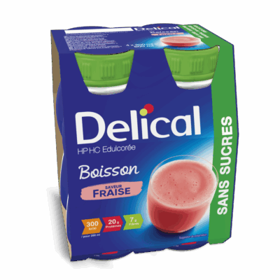 Delical Boisson HP HC sans Sucres Saveur Fraise 4 x 200ml