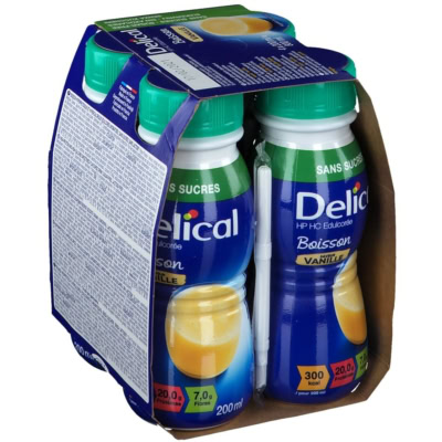 Delical Boisson HP HC sans sucres Saveur Vanille 4 x 200ml