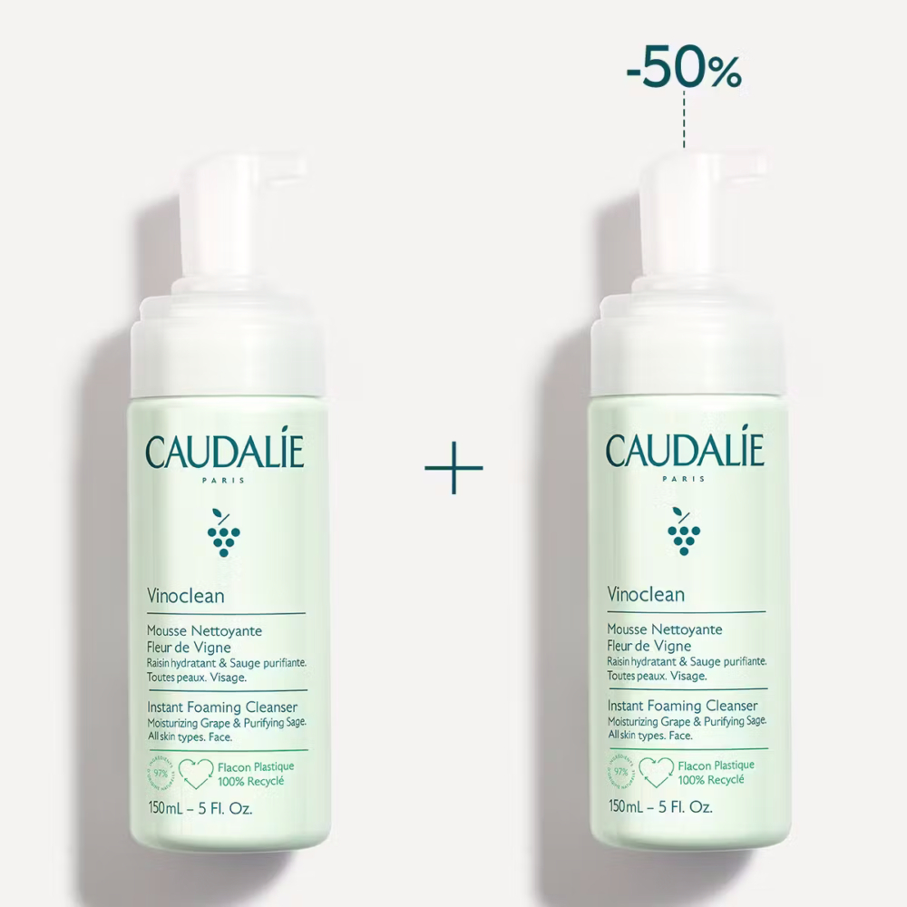 Caudalie vinoclean mousse nettoyante fleur de vigne lot de 2 x 150ml (-50%)