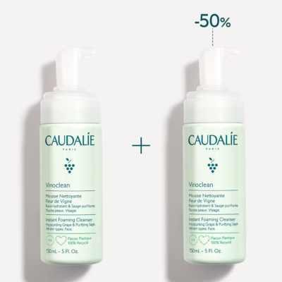Caudalie Vinoclean Mousse Nettoyante Fleur de Vigne Lot de 2 x 150ml (-50%)