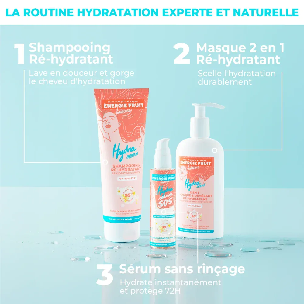 Energie fruit 2en1 masque démêlant hydratant à l'huile de monoï et macadamia 300ml