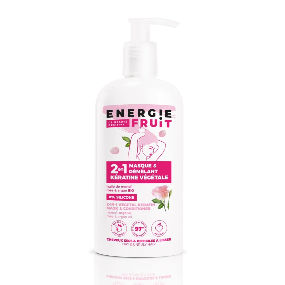 Energie fruit 2en1 masque démêlant kératine végétale à l'huile de monoï, rose et argan 300ml