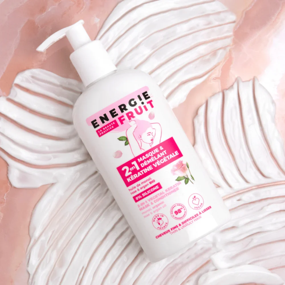 Energie fruit 2en1 masque démêlant kératine végétale à l'huile de monoï, rose et argan 300ml