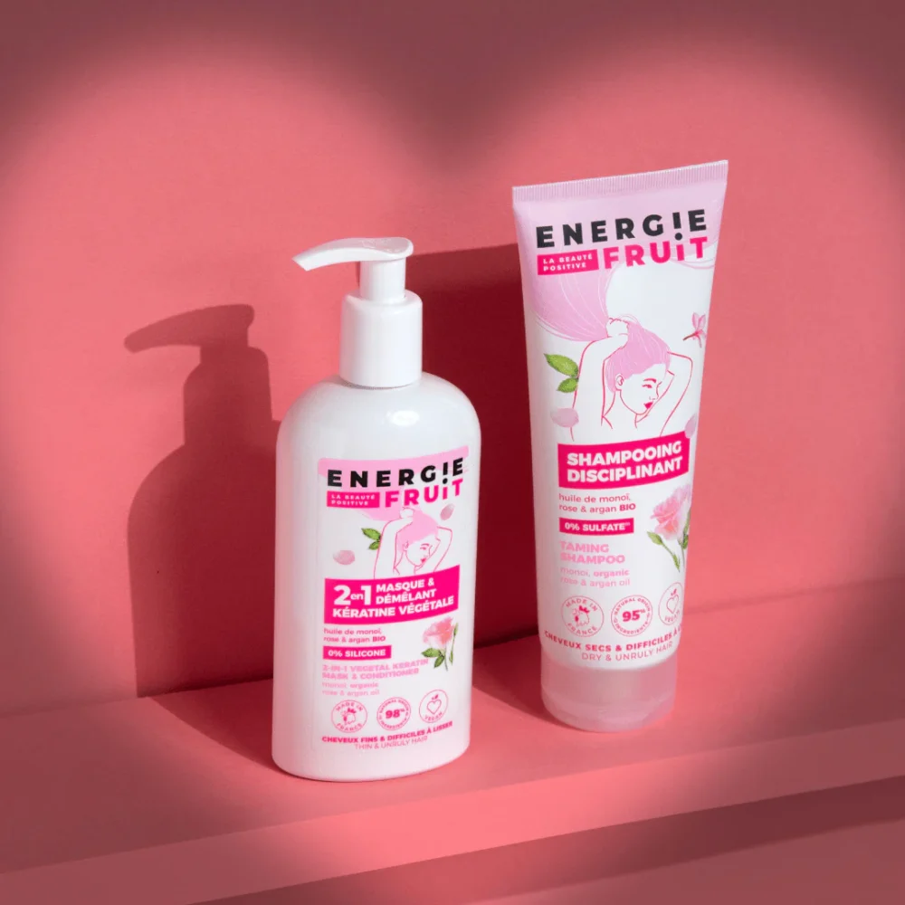 Energie fruit 2en1 masque démêlant kératine végétale à l'huile de monoï, rose et argan 300ml