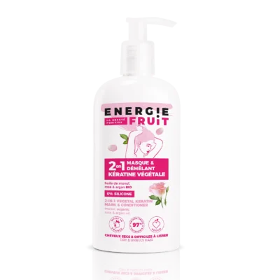 Energie Fruit 2en1 Masque Démêlant Kératine Végétale à l'Huile de Monoï, Rose et Argan 300ml