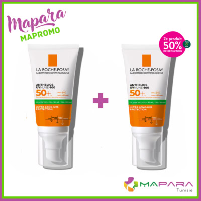 La roche-posay anthelios uvmune 400 spf50+ gel-crème oil control – 50ml – 2ᵉ à (-50%)