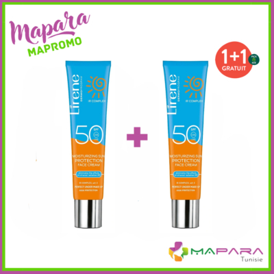 Lirene Écran Solaire Visage Invisible SPF50+ 40ml à la Vitamine E + 2ᵉ Offert