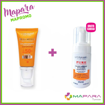 L’Oramel Écran Solaire Matifiant SPF50+ 40ml + Mousse Nettoyante Vitamine C 100ml Offerte