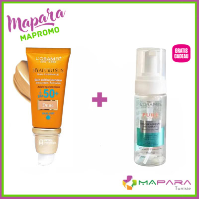 L'Oramel Écran Solaire SPF50+ Teinté Dune + Mousse Nettoyante Pure Offerte