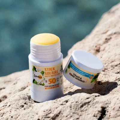 Lovea Stick Solaire Visage et Zones Sensibles Monoï de Tahiti Haute Protection SPF50 40g