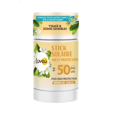 Lovea Stick Solaire Visage et Zones Sensibles Monoï de Tahiti Haute Protection SPF50 40g