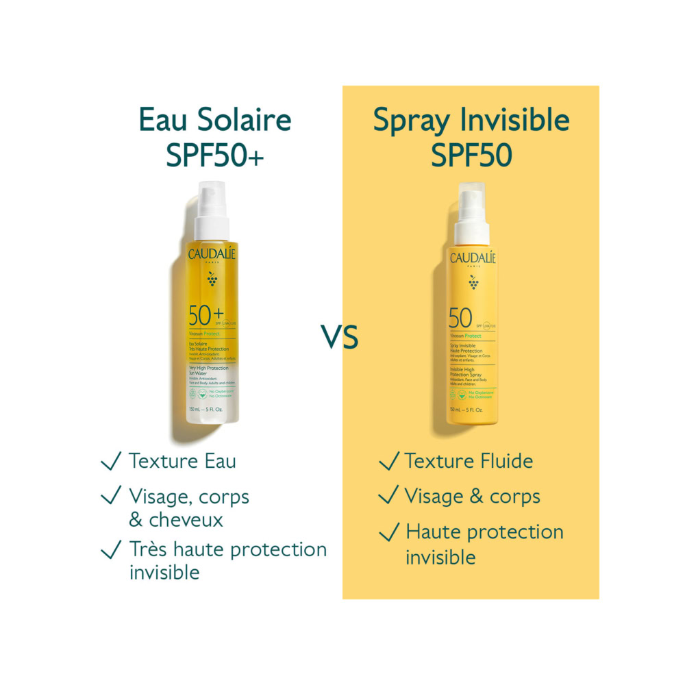 Caudalie vinosun protect eau solaire très haute protection spf50+ 150ml