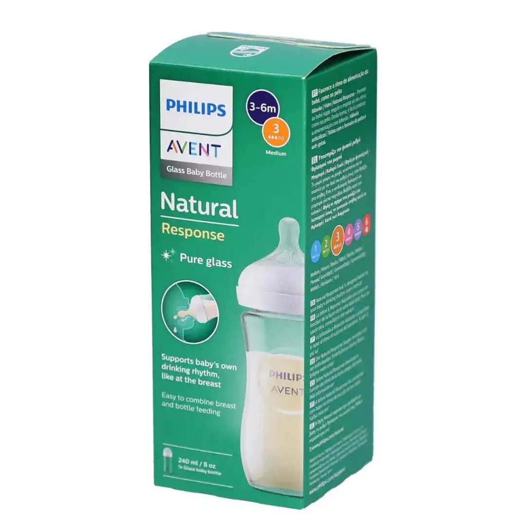 Avent natural response biberon en verre 3-6 mois scy933/01 240ml Avent natural response biberon en verre 3-6 mois scy933/01 240ml