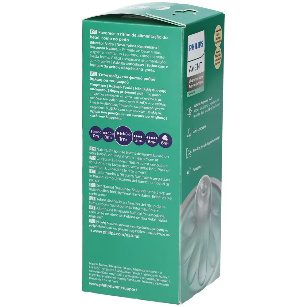 Avent natural response biberon en verre 1m+ 240 ml