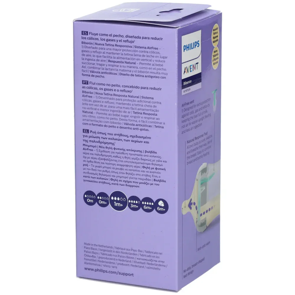 Avent natural response biberon valve airfree 1 mois+ débit 3 260ml