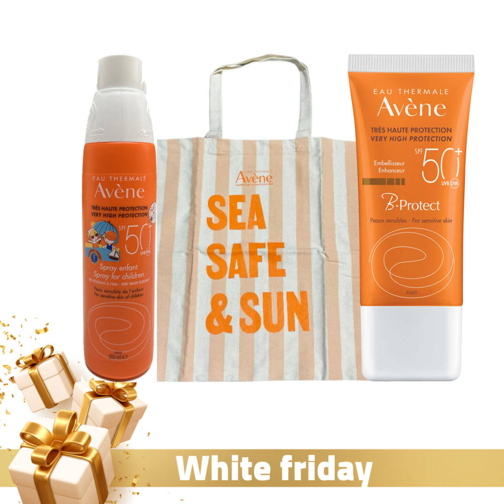 Avene solaire enfant spray spf50+ + crème b-protect spf50+ + sac de plage offert