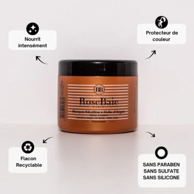 RoseBaie Masque Argan Post-Coloration Anti-Oxydant et Protection 500ml