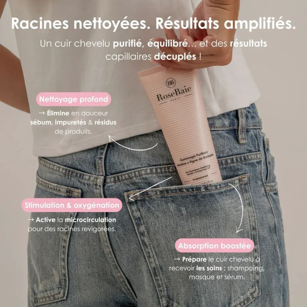 Rosebaie gommage purifiant figue de barbarie et kératine sébo-régulation et hydratation 250ml