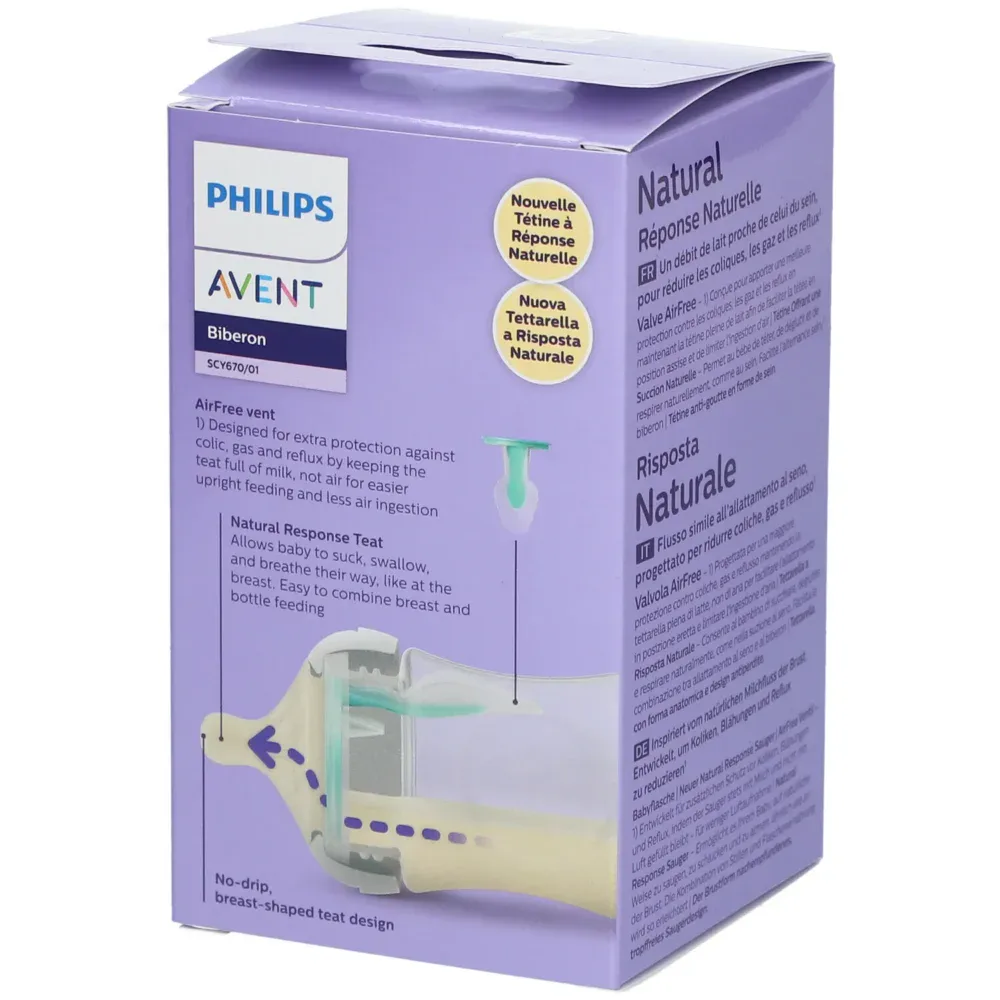 Avent natural response biberon valve airfree scy670/01 125ml