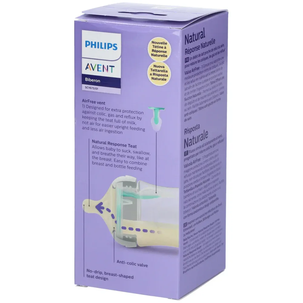 Avent natural response biberon avec valve airfree scy673/01 260ml