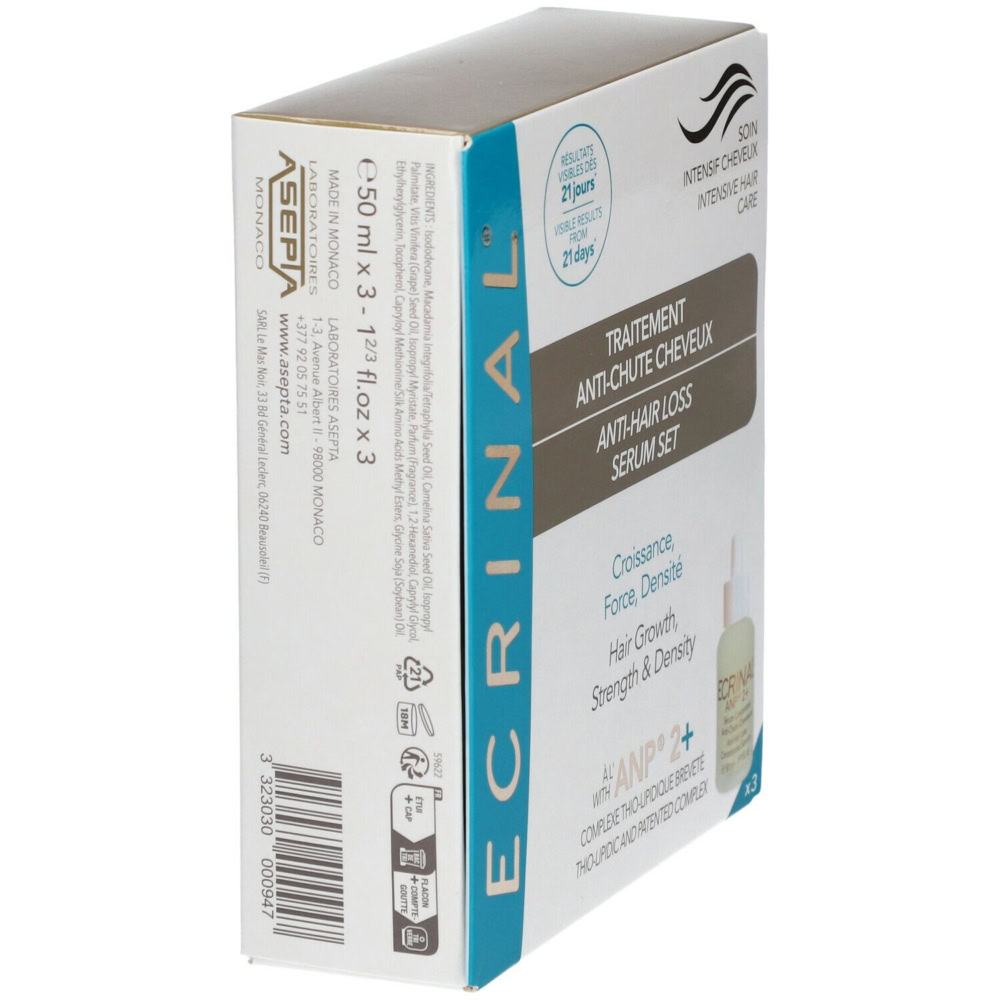 Ecrinal soin intensif cheveux anp 2+ traitement anti-chute cheveux 3 x 50 ml