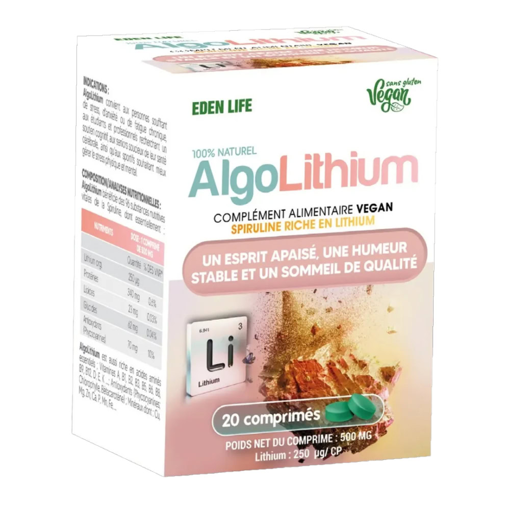 Edenlife algo lithium 20 comprimés