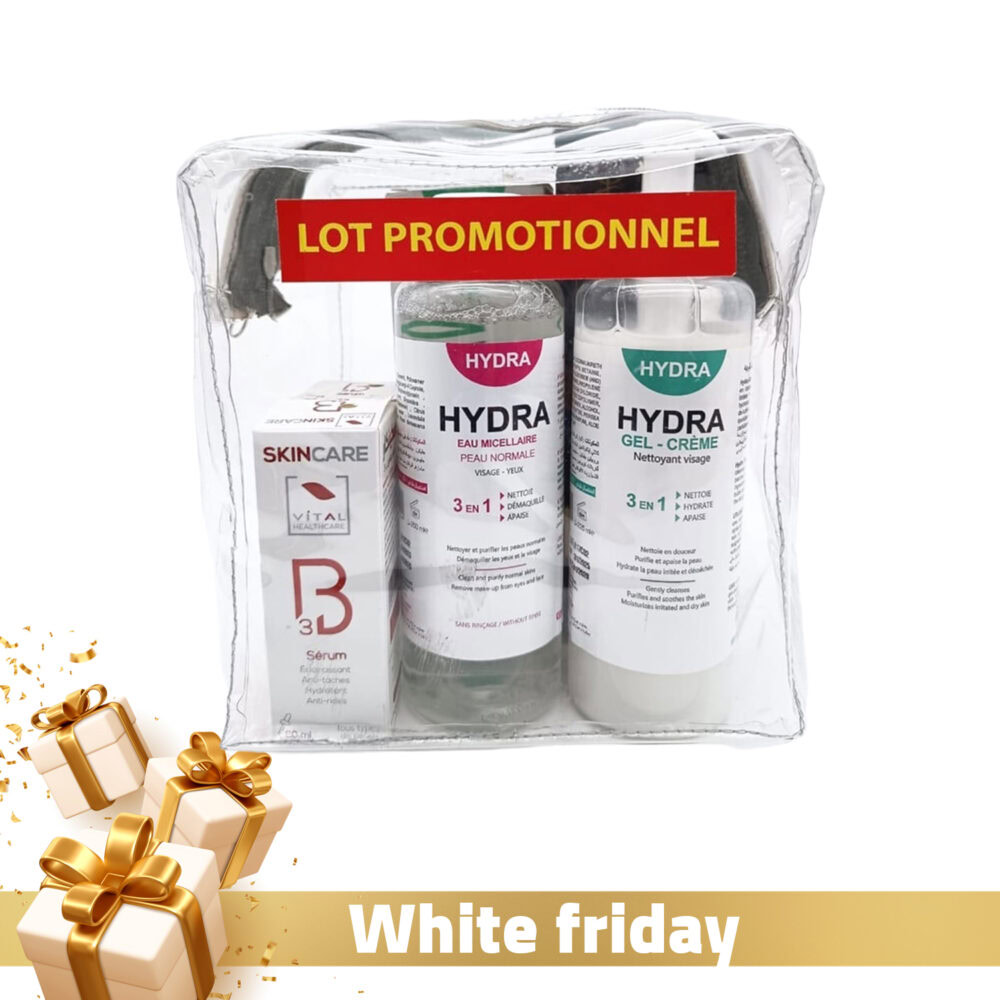 2 vital skincare sérum vitamine b3 20ml (1 gratuit) + phytofane huile d’argan + vital hydravera gel apaisant 90g (gratuit) + vital hydra eau micellaire peau normale 250ml + vital hydra gel crème nettoyant visage 225ml
