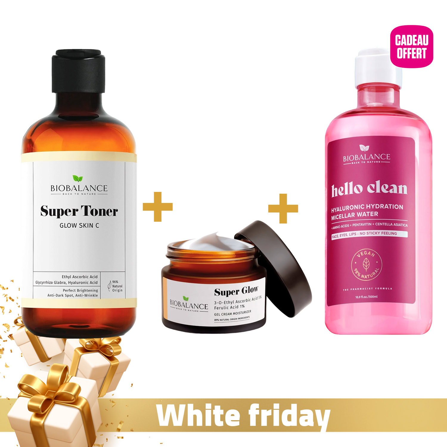 Biobalance glow vitamine c super toner + super glow + eau micellaire hyaluronique offerte Biobalance glow vitamine c super toner + super glow + eau micellaire hyaluronique offerte