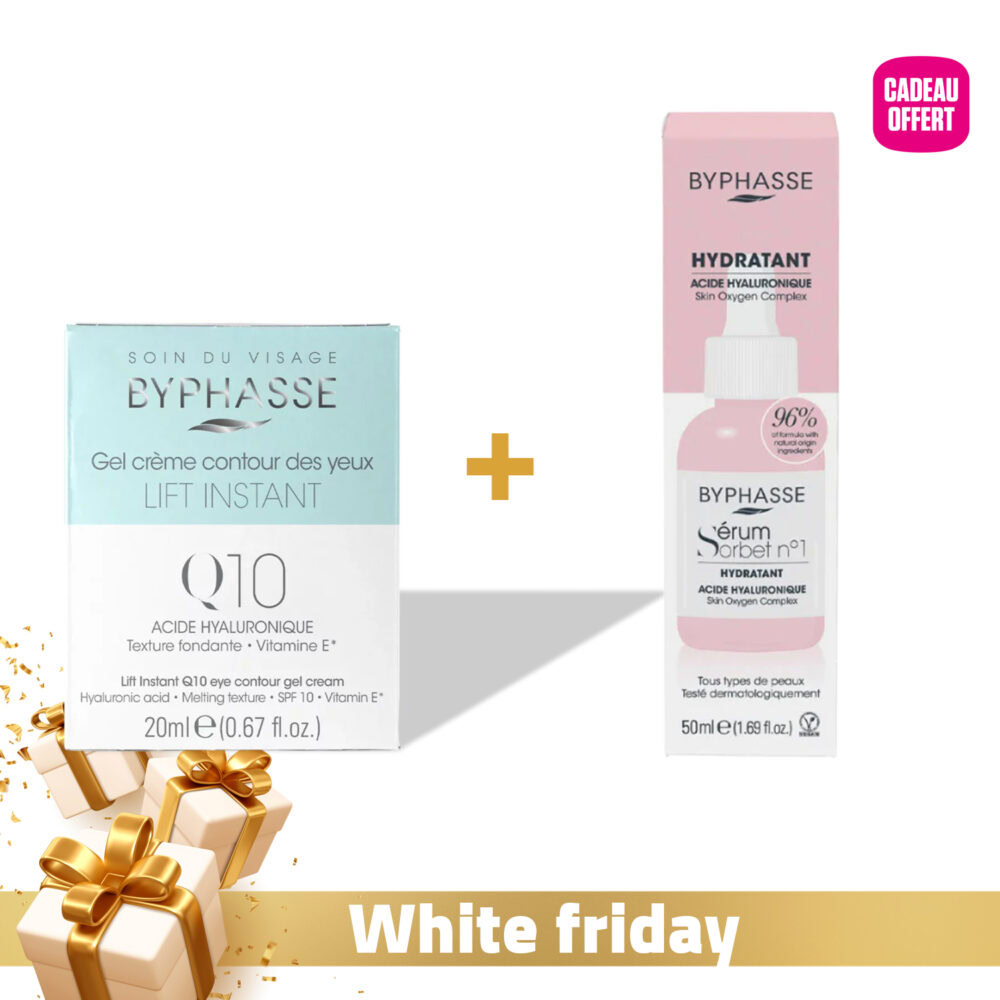 Byphasse gel crème lift instant q10 contour des yeux 20ml + byphasse sérum sorbet hydratant 50ml offert