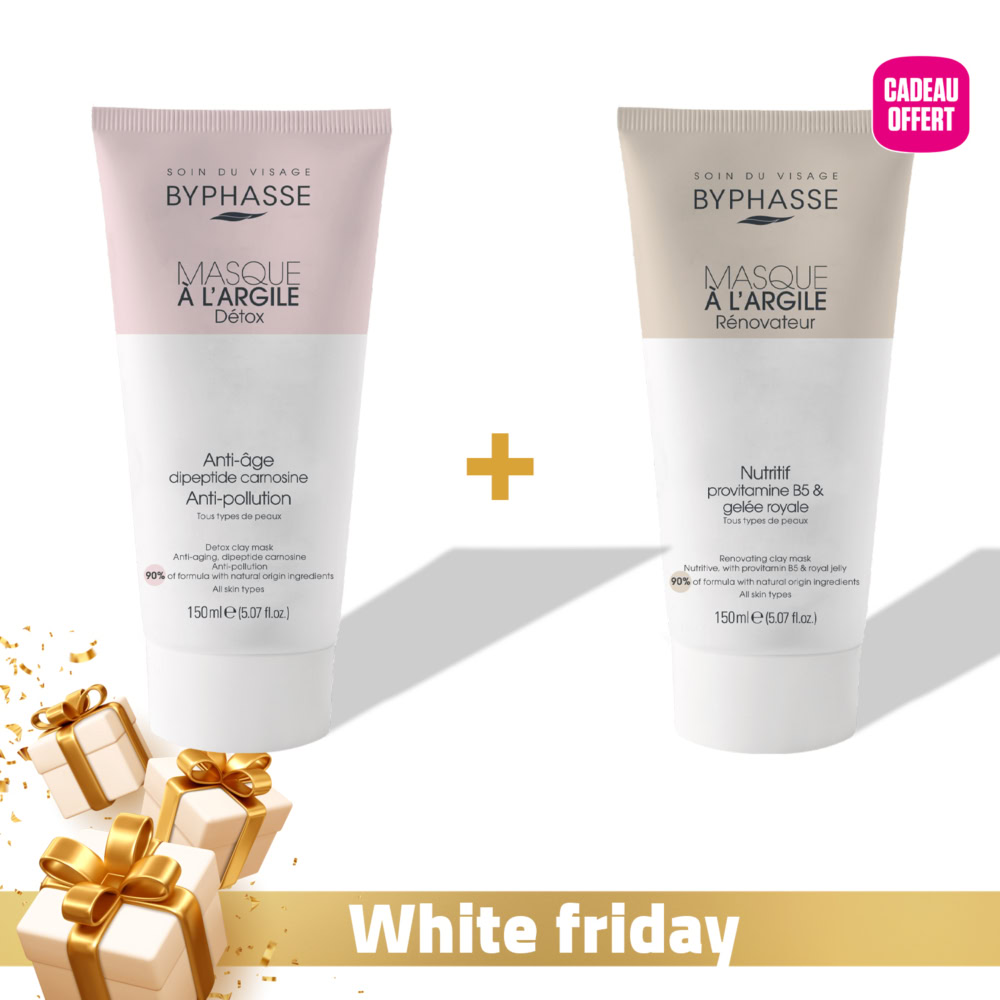 Byphasse masque argile détox acheté = masque argile rénovateur 150ml offert