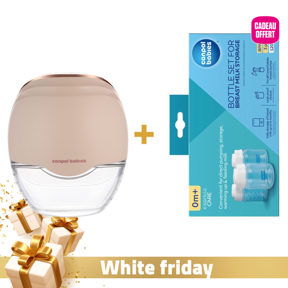 Canpol tire-lait portable main-libre + ensemble de pots conservation du lait maternel 3x120ml offert