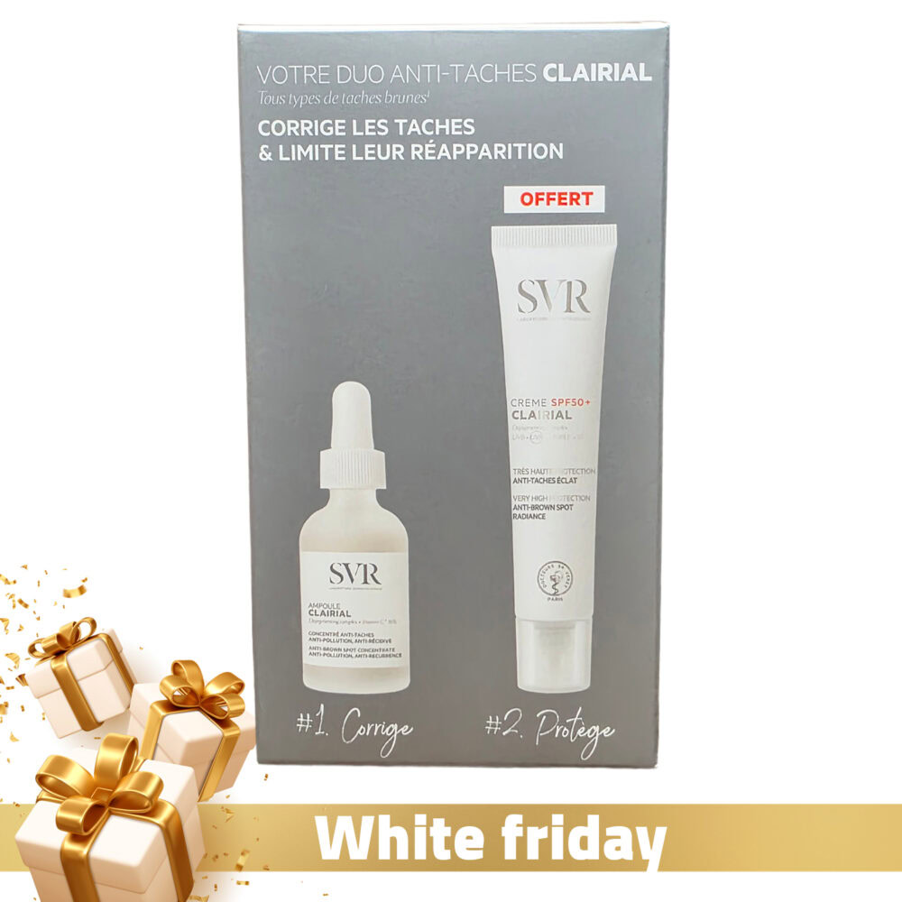 Coffret clairial (ampoule concentré anti-taches) + crème spf50+ offerte