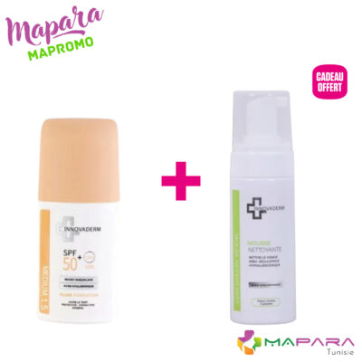 Innovaderm fond de teint minéral medium 1. 5 spf50+ + mousse nettoyante pnm 150ml offerte