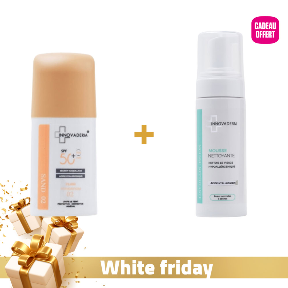 Innovaderm fond de teint minéral sand 2 spf50+ + mousse nettoyante 150ml offerte