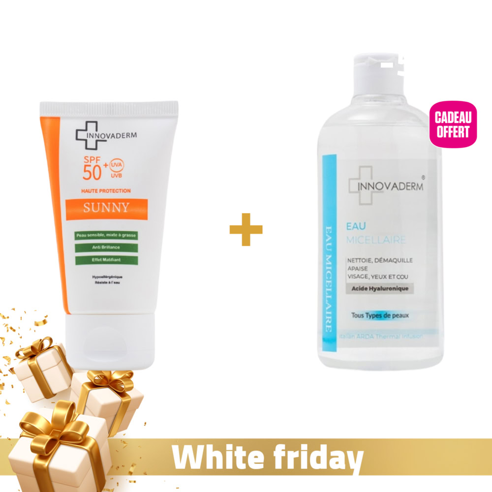 Innovaderm sunny anti brillance spf 50+ + eau micellaire 400ml offerte
