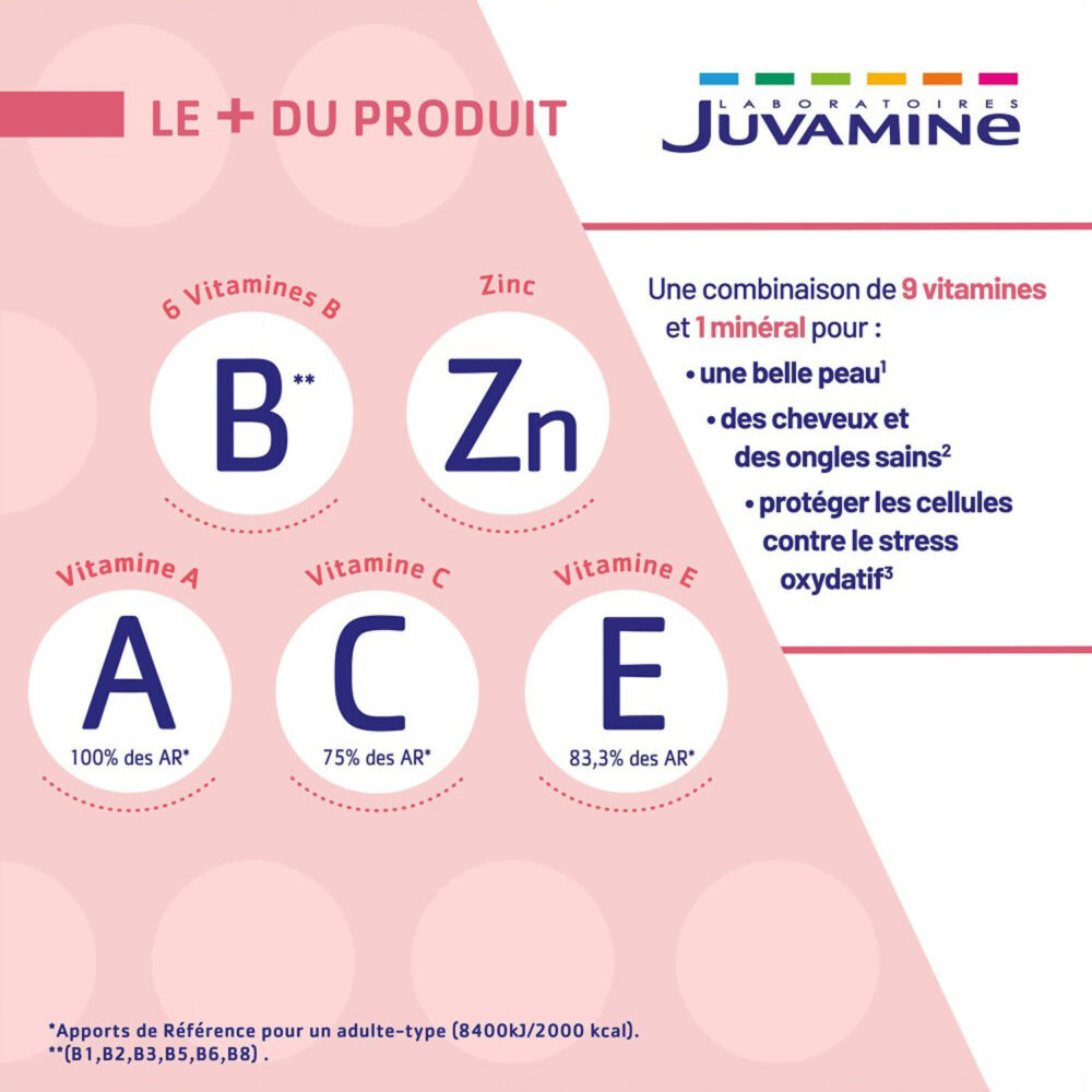 Juvamine peau cheveux ongles 40 gélules