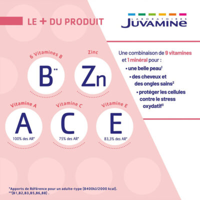 Juvamine peau cheveux ongles 40 gélules Juvamine peau cheveux ongles 40 gélules