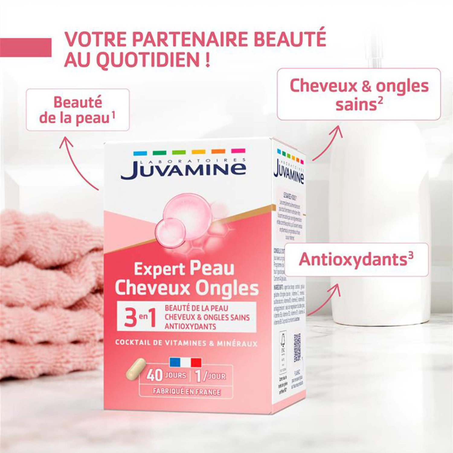 Juvamine peau cheveux ongles 40 gélules Juvamine peau cheveux ongles 40 gélules
