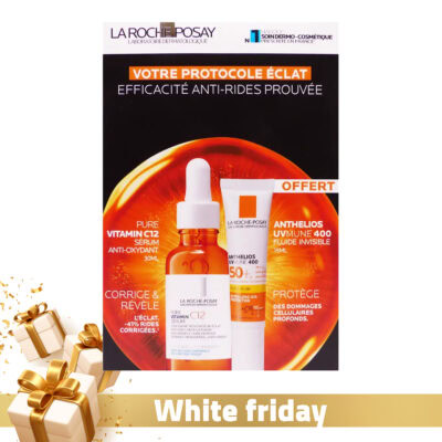 La roche-posay coffret protocole éclat – sérum vitamin c12 30ml + anthelios fluide spf50 15ml offert