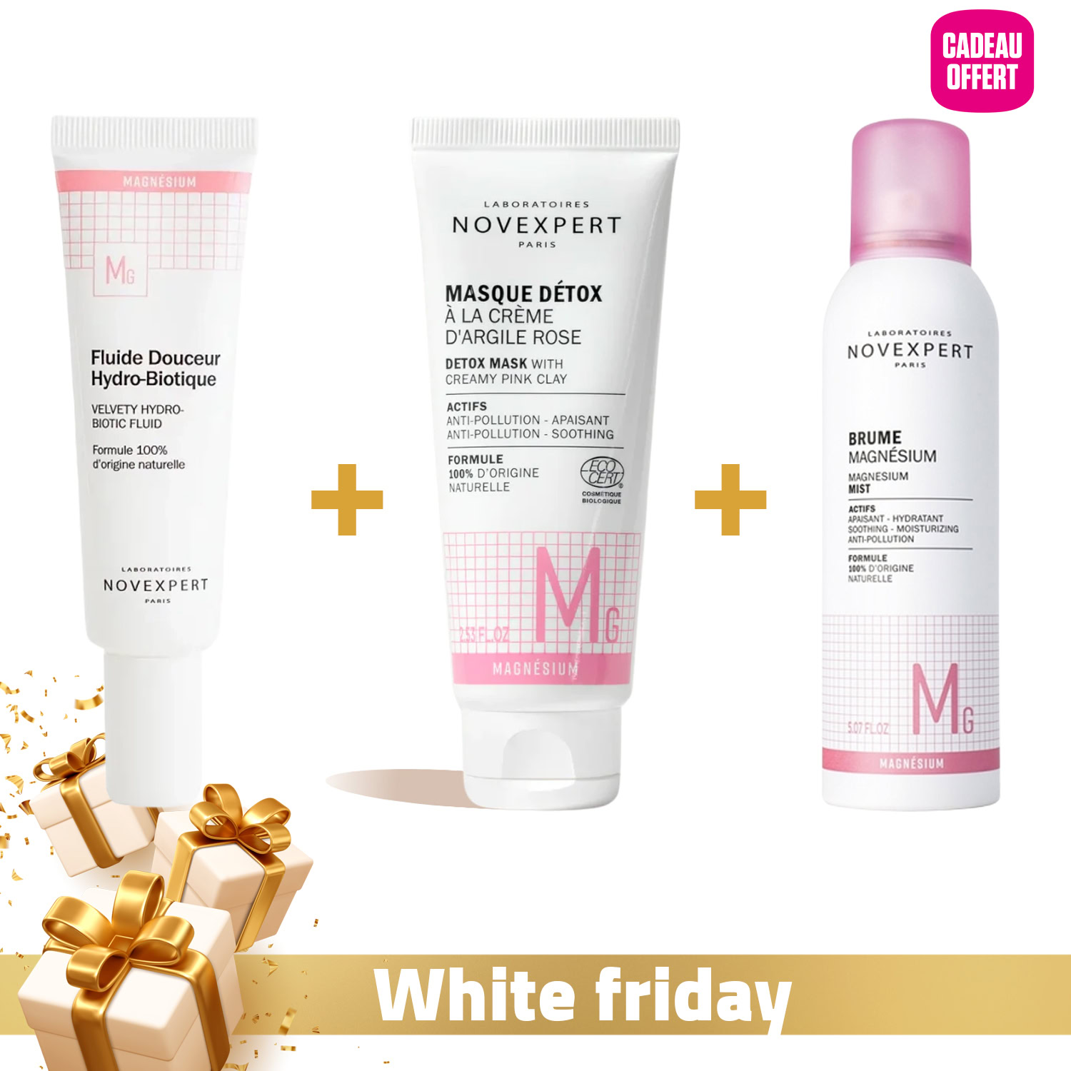 Novexpert fluide douceur + masque détox + spray brume magnésium 150ml (offert) Novexpert fluide douceur + masque détox + spray brume magnésium 150ml (offert)