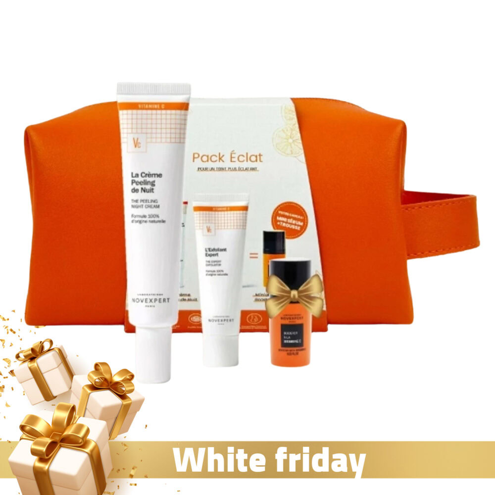 Novexpert la crème peeling de nuit + novexpert l’exfoliant expert + novexpert miniature vitamine c booster offert + trousse offerte