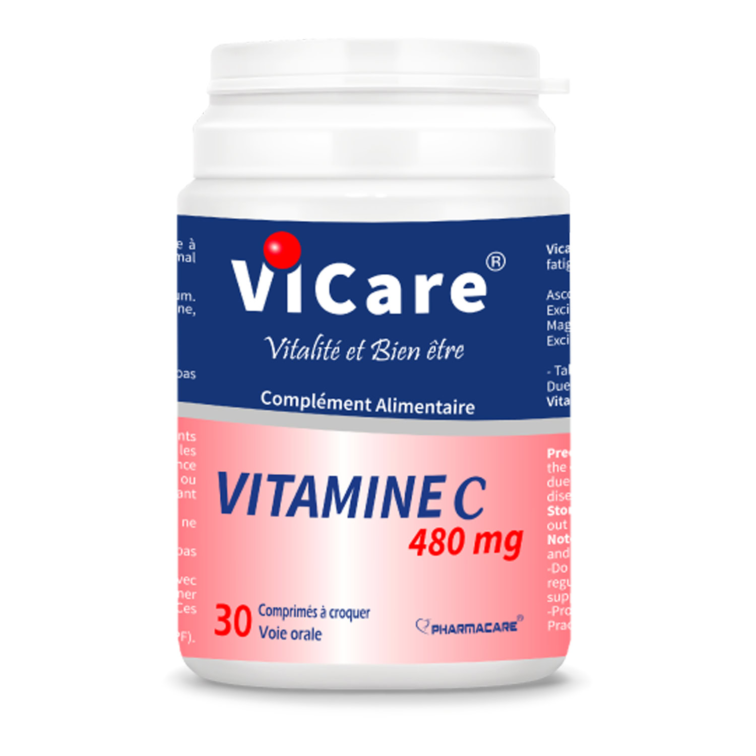 Pharmacare vicare vitamine c 480mg à croquer 30 comprimes Pharmacare vicare vitamine c 480mg à croquer 30 comprimes