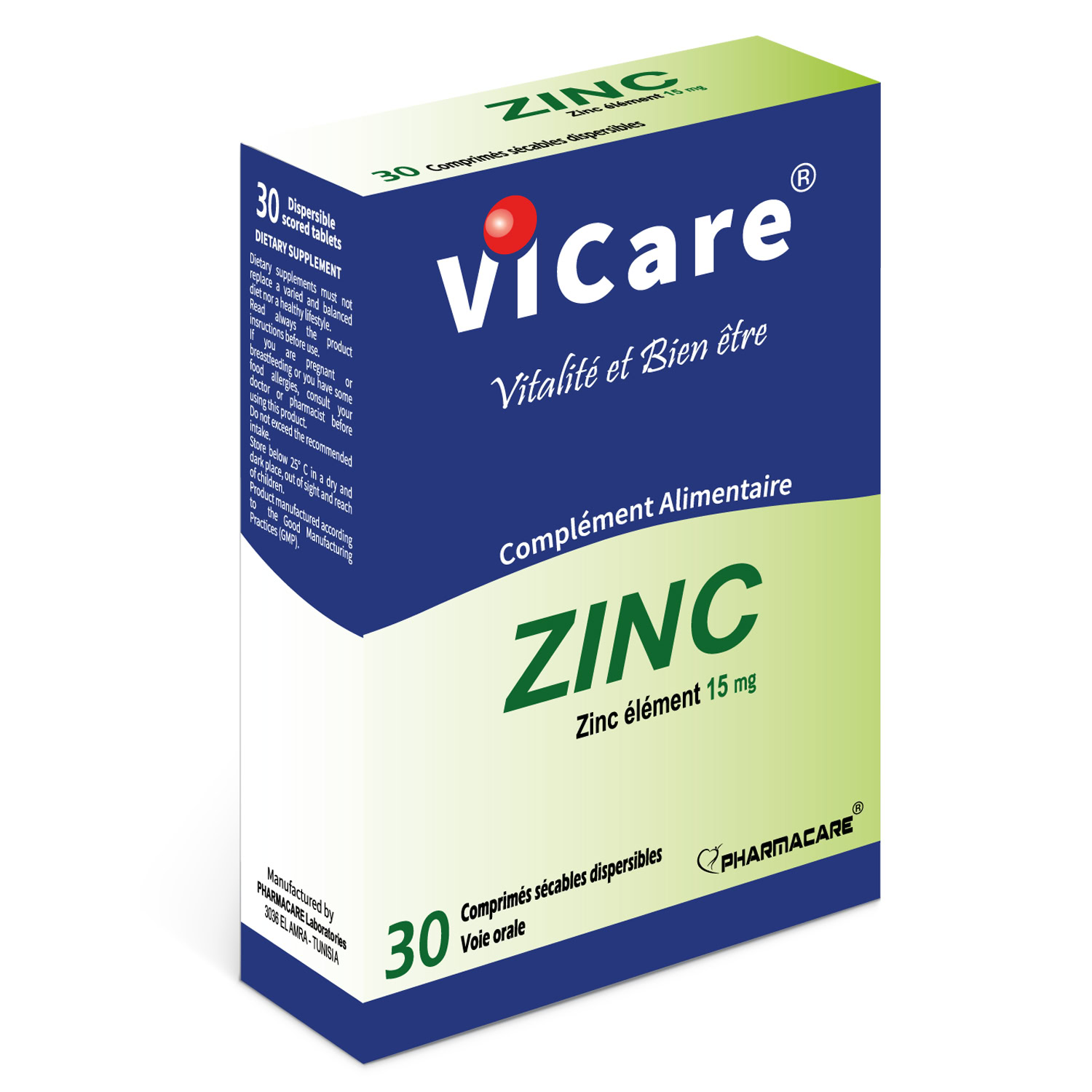 Pharmacare vicare zinc 15mg 30 comprimes Pharmacare vicare zinc 15mg 30 comprimes