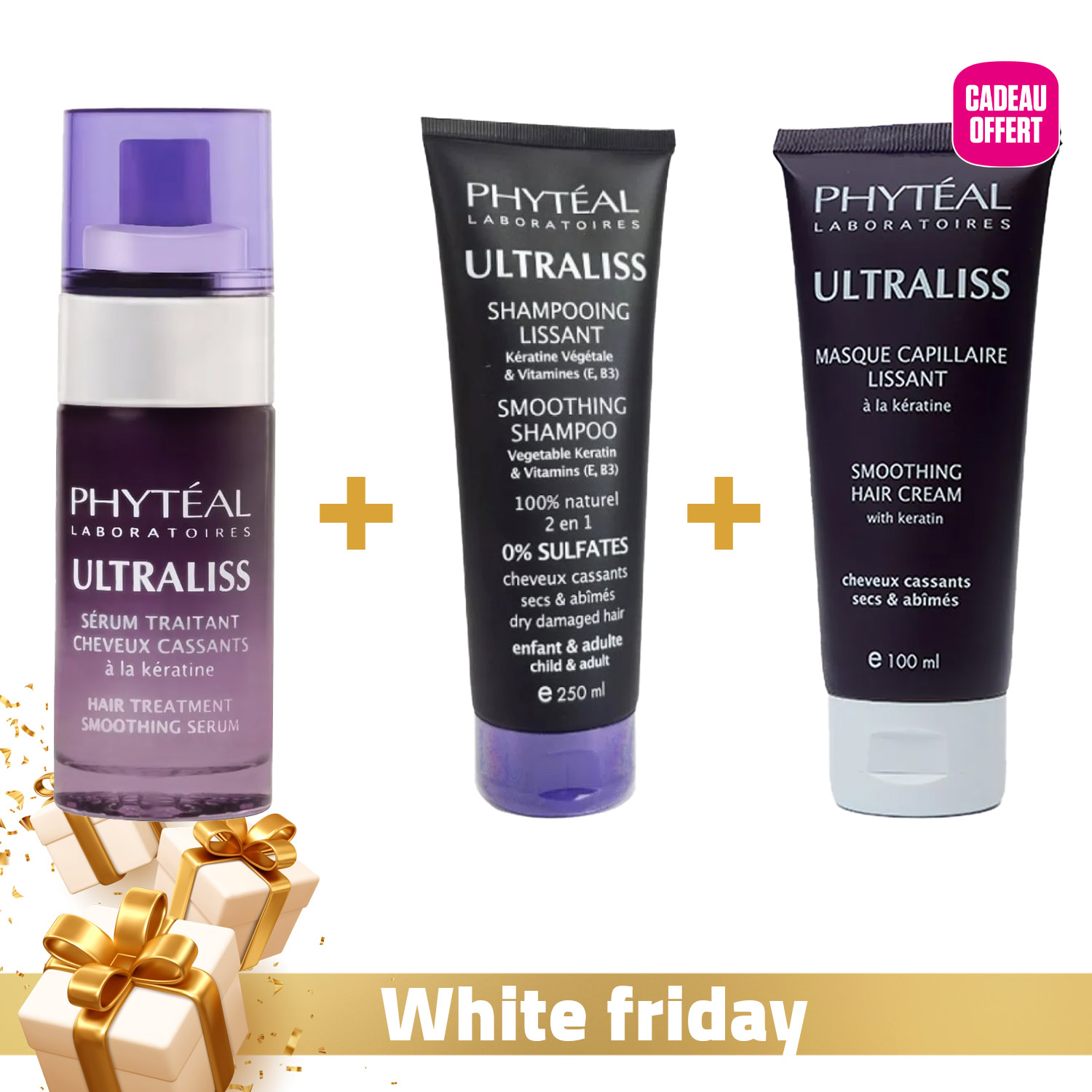 Phyteal ultraliss sérum + phyteal ultraliss shampooing + phyteal ultraliss masque offert Phyteal ultraliss sérum + phyteal ultraliss shampooing + phyteal ultraliss masque offert
