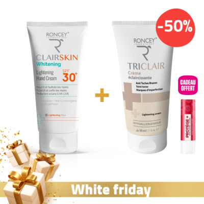 Roncey Crème Mains SPF 30+ + Crème Anti-Taches Visage -50% + Baume Lèvres OFFERT