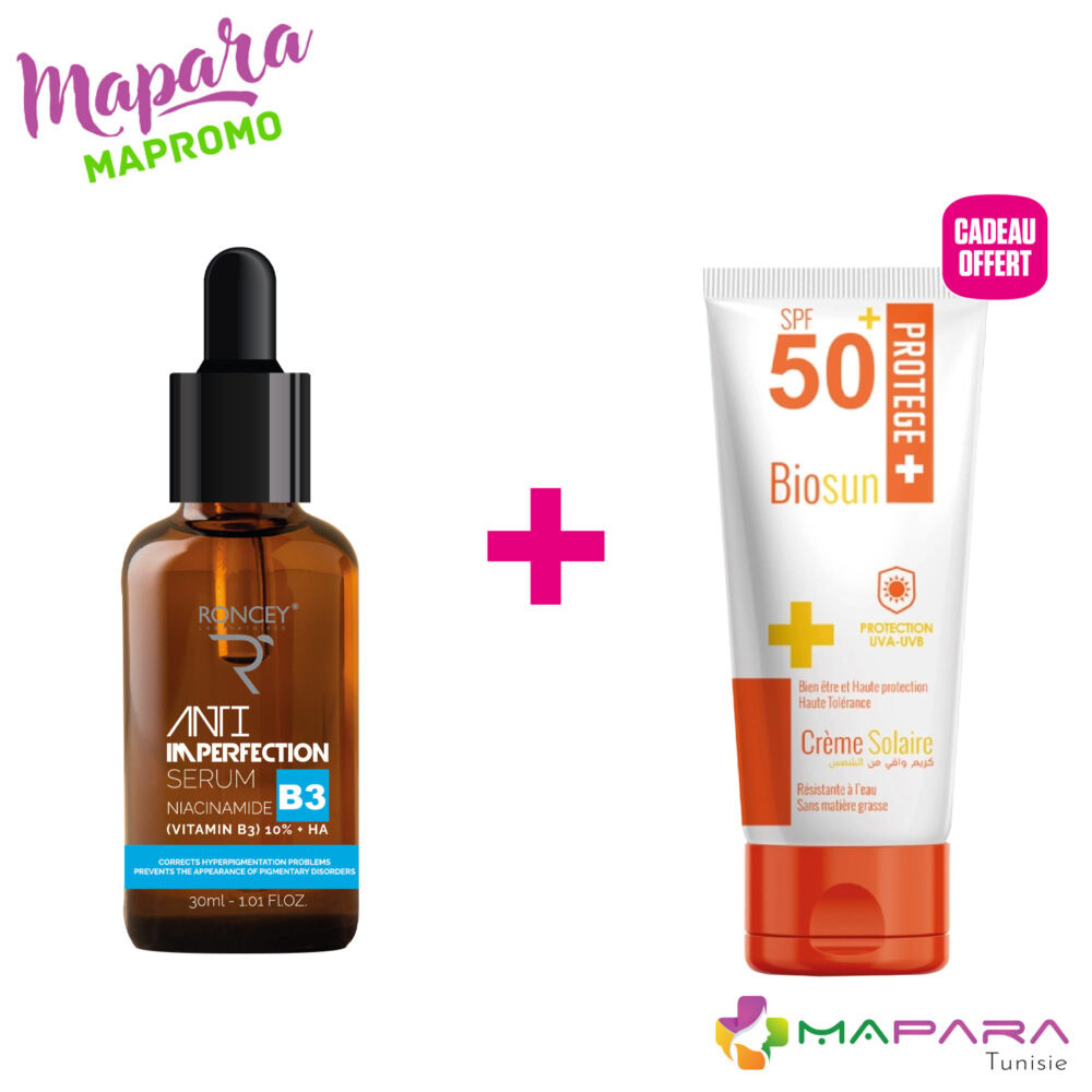 Roncey mixaskin serum anti-imperfections b3 30ml + biosun ecran spf50+ 50ml offert