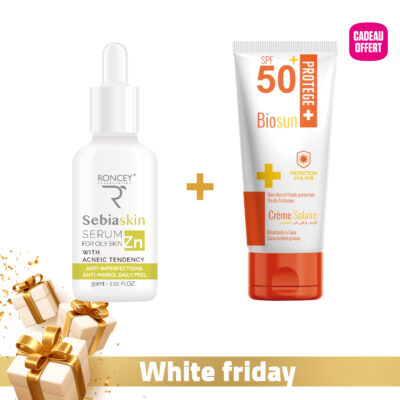 Roncey sebiaskin sérum visage anti-acné 30ml + biosun écran spf50+ 50ml offert