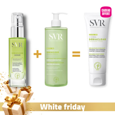 SVR Sebiaclear Sérum 30ml + Gel Moussant 400ml + HYDRA OFFERT
