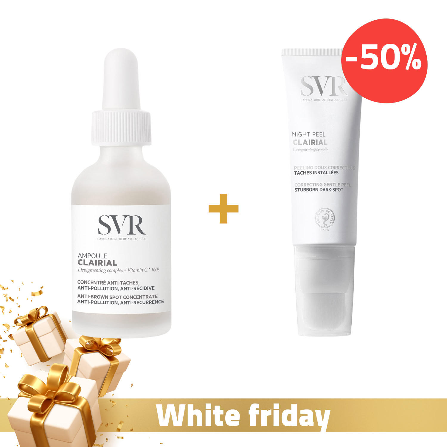 Svr clairial ampoule concentré anti-taches + clairial night peel (-50%) Svr clairial ampoule concentré anti-taches + clairial night peel (-50%)